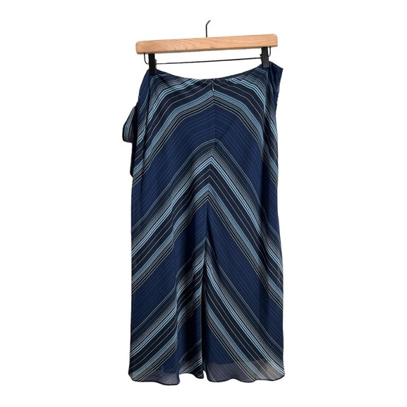 Ralph Lauren Black Label Navy Stripe Georgette Cascade Ruffle A-Line Midi Skirt - Picture 3 of 15